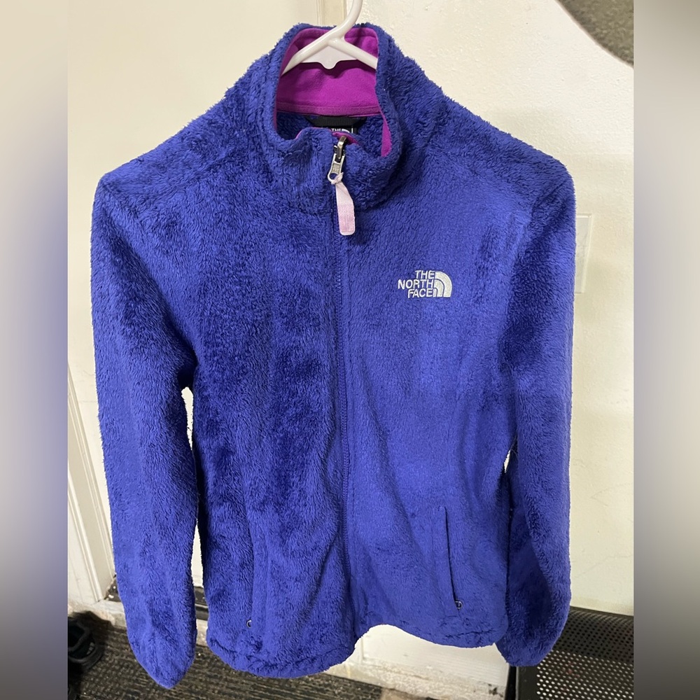 The North Face Purple Plush Full-Zip Fleece Jacket with Magenta Accents